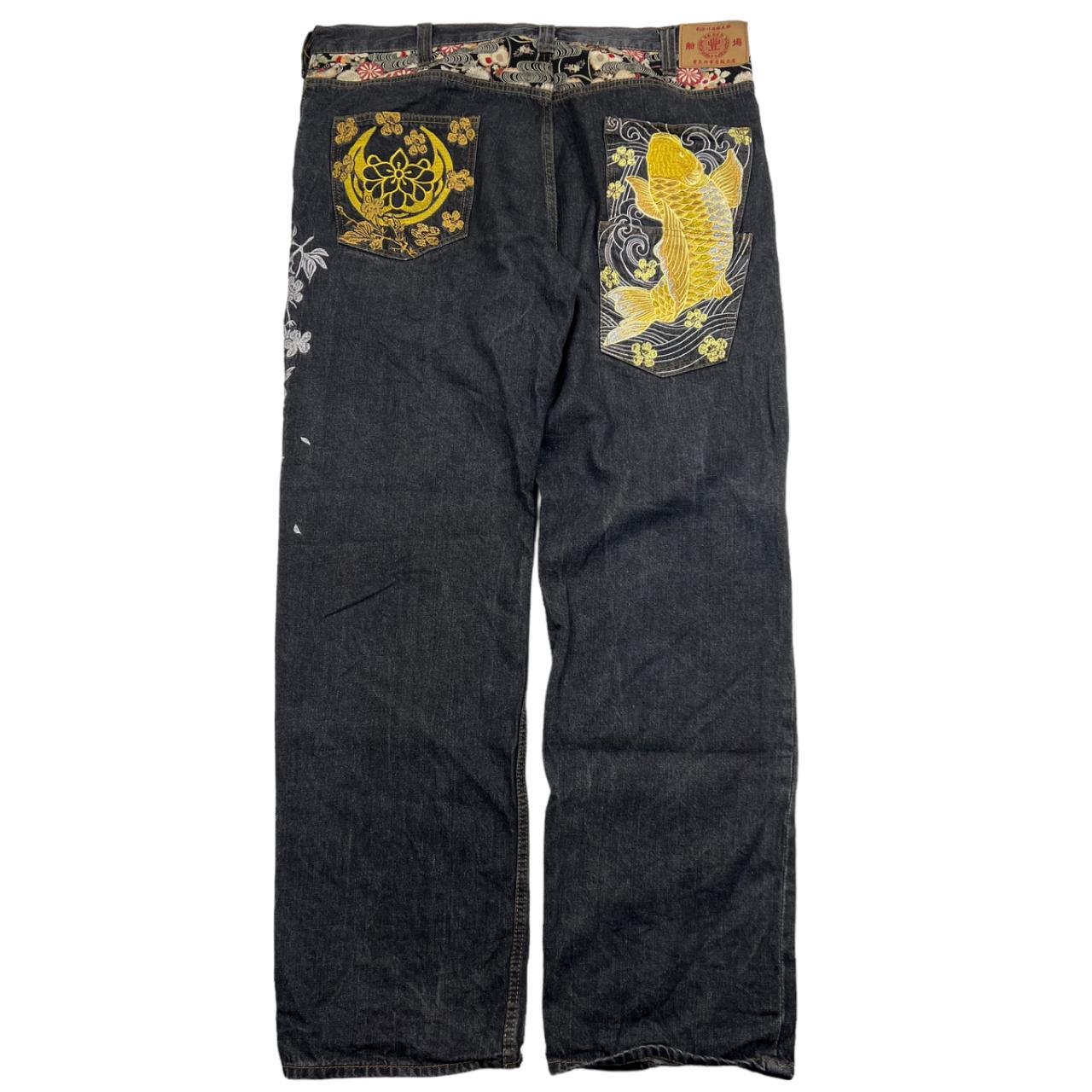 Embroidered Koi Fish Jeans (w39)