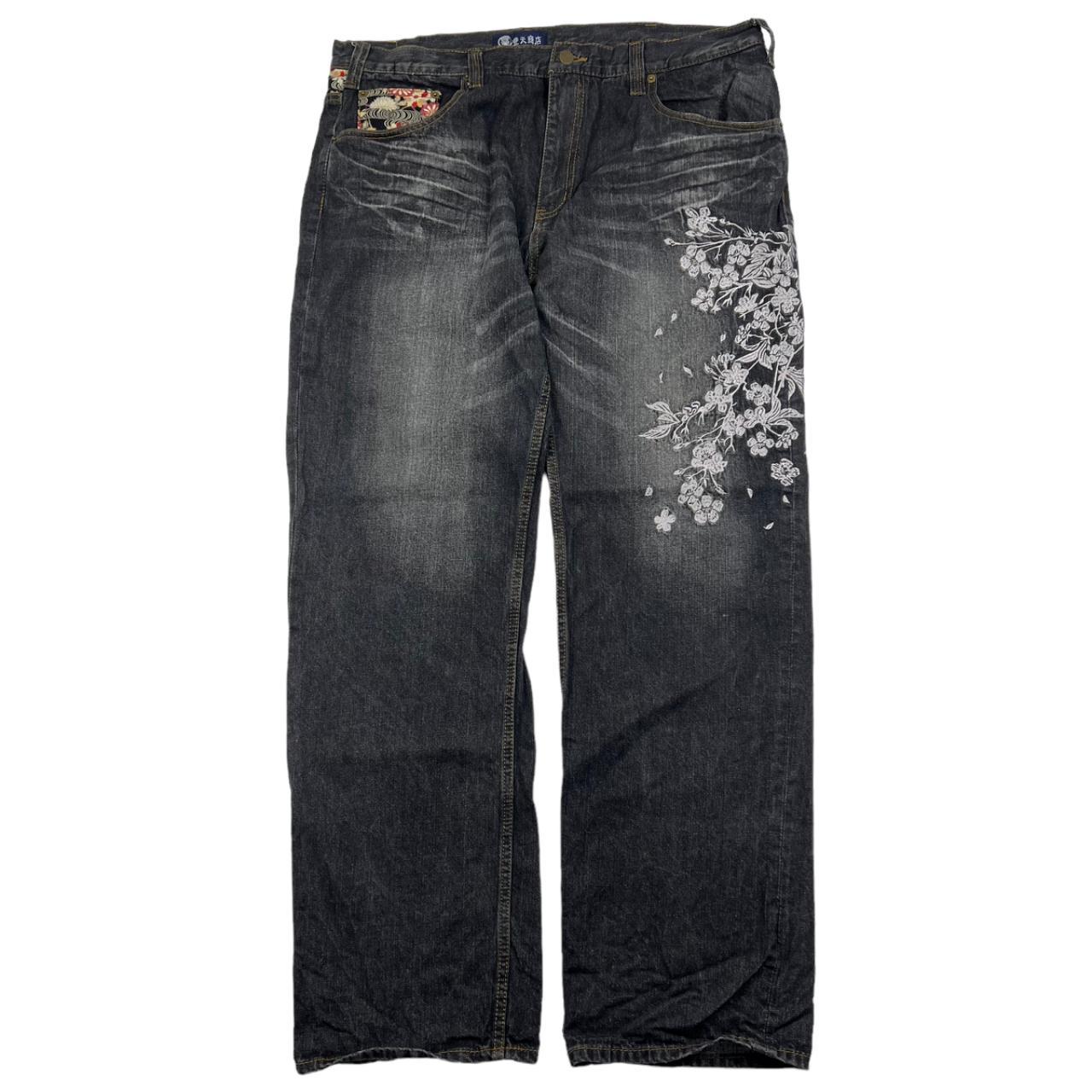 Embroidered Koi Fish Jeans (w39)